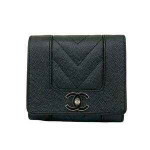 CHANEL Black Caviar Leather Wallet